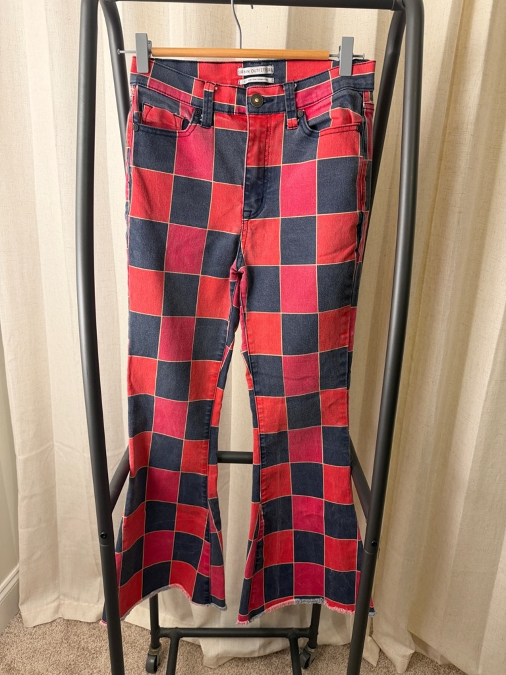 Urban Outfitters Red and Navy Checkered Jeans size 27
